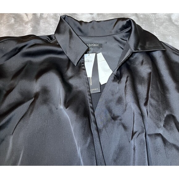 New Banana Republic Black Satin Wrap Dress Womens Size 2P Petite Party Formal - Picture 7 of 13